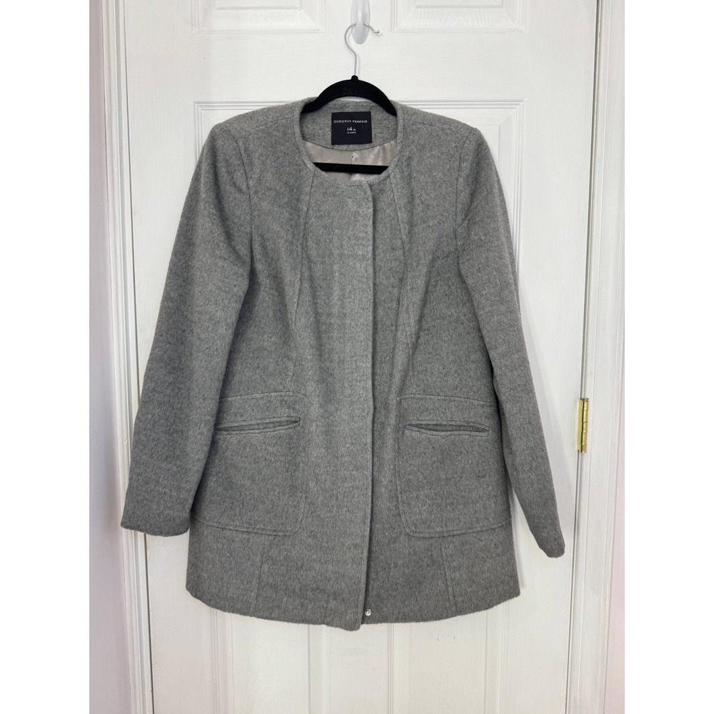 Dorothy Perkins Coat Women's 10 Heatherd Gray Longline Tailored Winter Outdoor